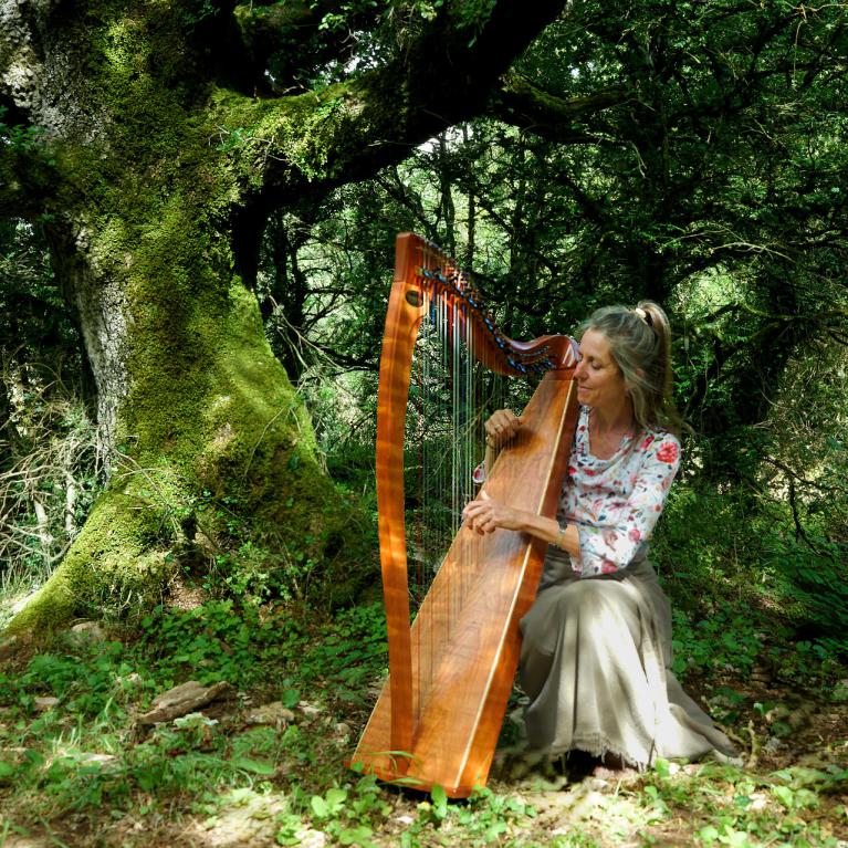 Marie et sa harpe celtique