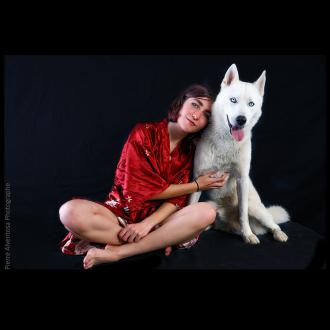 Portrait animal et sa maîtresse