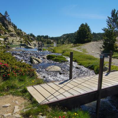 Estany Vallell depuis la passerelle du chemin du Puig Carlit