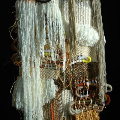 Terra - Fils de laine, coton, raphia, corde [ 210 × 54 cm]  2024